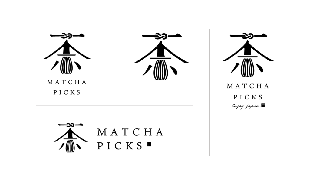 matcha picks ロゴデザインバリエーションモノクロ